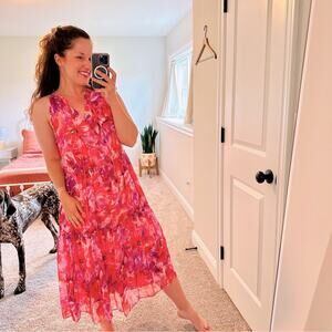 NWT Marchesa Notte Pink Floral Maxi Dress 8